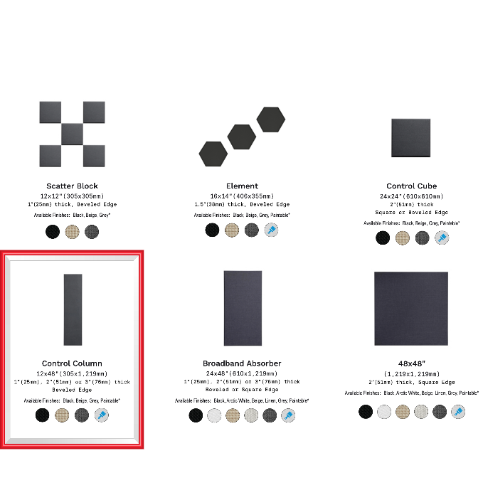 Primacoustic Panneaux Broadway Control Column